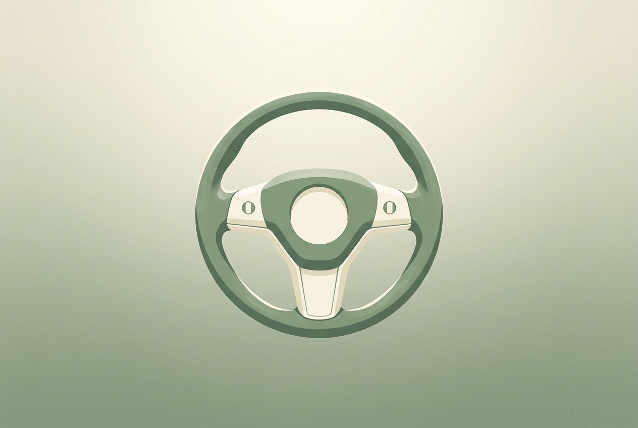 An empty steering wheel floating in gentle light, symbolizing reclaimed control